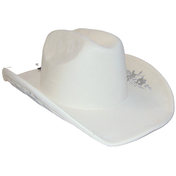 Illuma Womens Western Cowboy Hat Ivory White Silver Floral Embroidery OS NWT main image 7